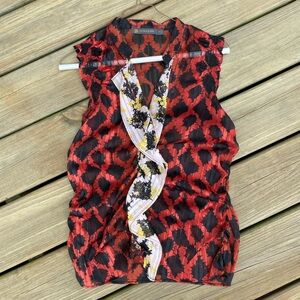 The Limited (Outback Red) Red & Black Patterned Blouse - XS